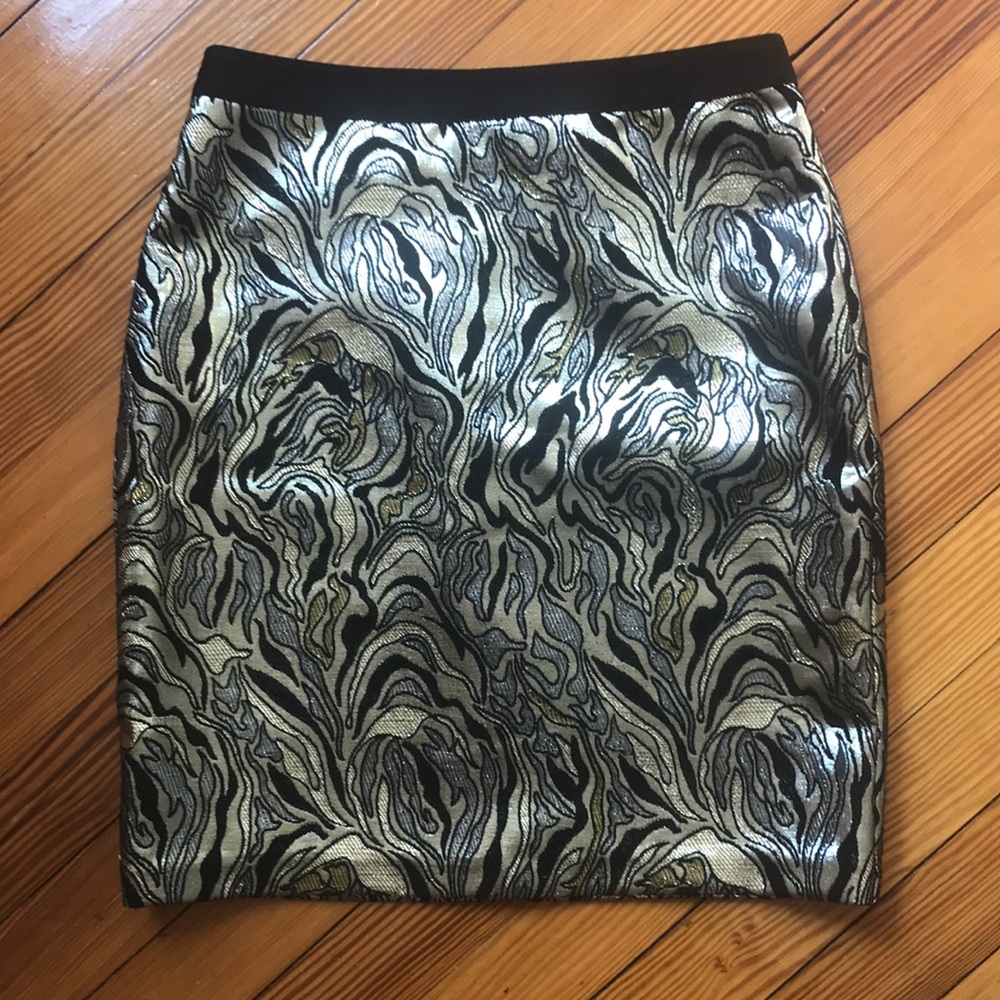 American Retro Metallic Pencil Mini Skirt